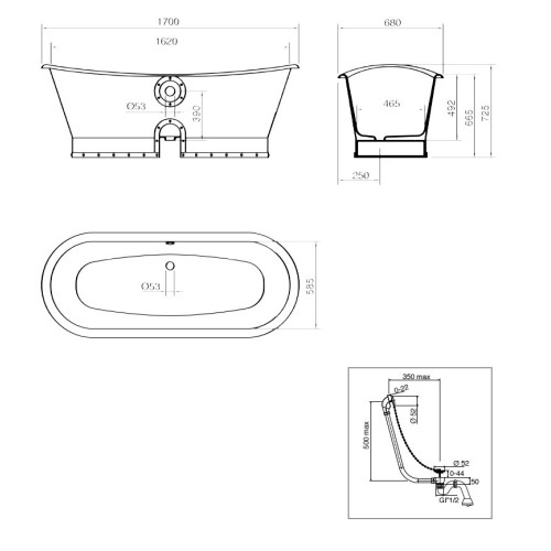 GENTRY HOME EIFFEL BAÑERA 1700X680