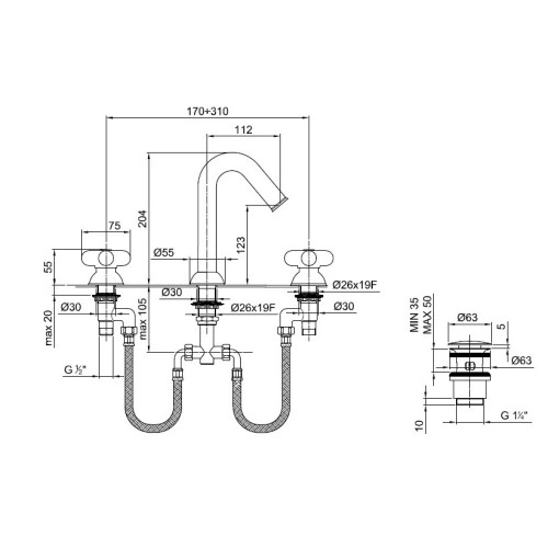 FANTINI I BALOCCHI BATERÍA LAVABO 3 ELEMENTOS (VARIOS ACABADOS)