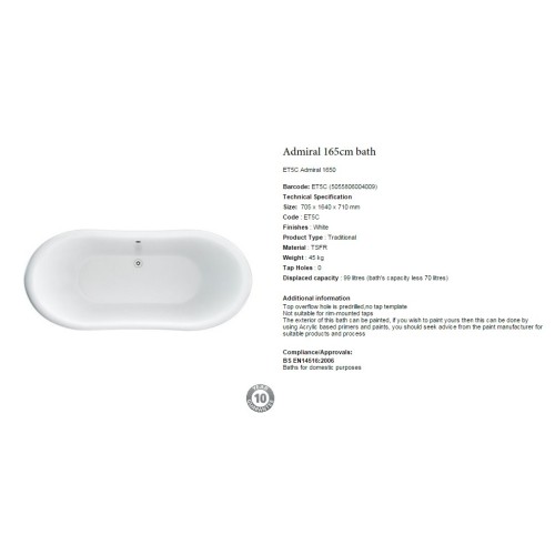 bañera-burlington-admiral-1650-terra-ceramica