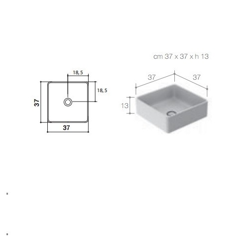 Matt37 es un lavabo cuadrado de apoyo de Falper | Terracerámica