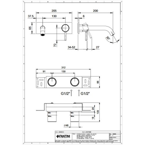 FANTINI NOSTROMO MONOMANDO LAVABO A PARED (VARIOS ACABADOS)