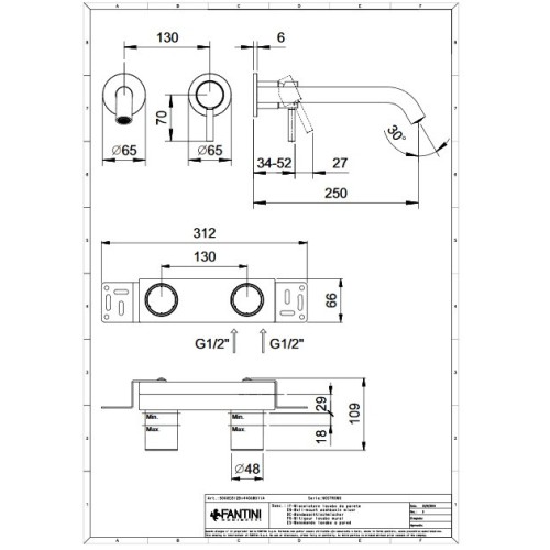 FANTINI NOSTROMO MONOMANDO LAVABO A PARED (VARIOS ACABADOS)