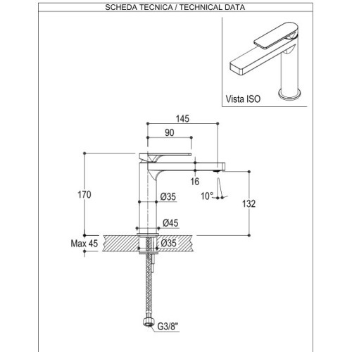 Compra online en terraceramica RITMONIO POIS GRIFO LAVABO con caño de 145 mm