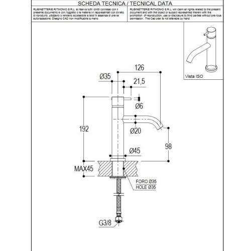 RITMONIO DIAMETRO 35 GRIFO MONOMANDO PARA LAVABO (VARIOS ACABADOS)