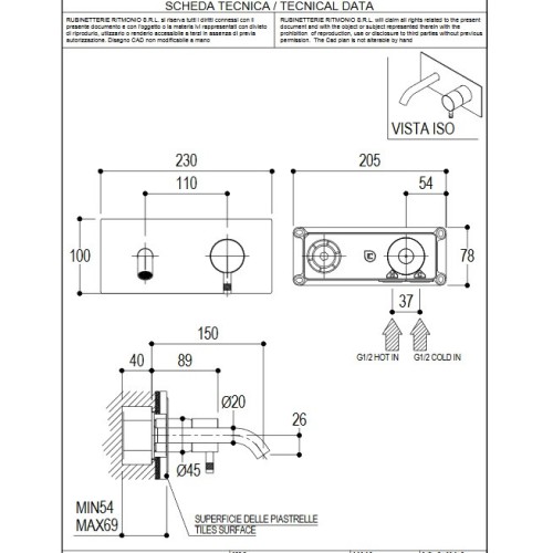 RITMONIO DIAMETRO 35 MEZCLADOR MONOMANDO EMPOTRADO LAVABO (VARIOS ACABADOS)