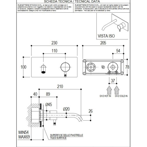 RITMONIO DIAMETRO 35 MEZCLADOR MONOMANDO EMPOTRADO LAVABO (VARIOS ACABADOS)