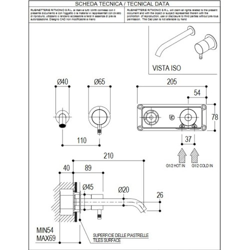 RITMONIO DIAMETRO 35 MEZCLADOR MONOMANDO EMPOTRADO LAVABO (VARIOS ACABADOS)