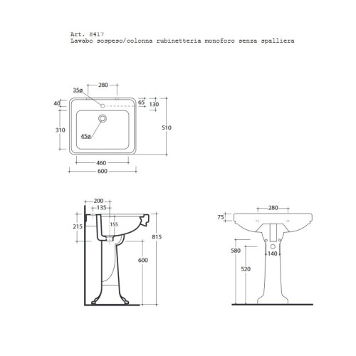 GALASSIA ETHOS LAVABO 60 cm