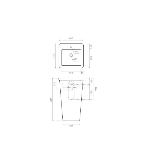BATHCO TOSCANA LAVABO PEDESTAL RECTANGULAR