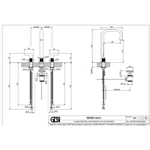 GESSI INCISO CONJUNTO ALTO DE LAVABO (VARIOS ACABADOS)