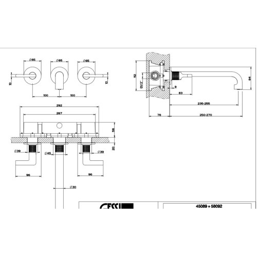 GESSI INCISO CONJUNTO LAVABO CAÑO LARGO (VARIOS ACABADOS)