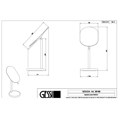 GESSI GOCCIA ESPEJO DE APOYO ORIENTABLE (VARIOS ACABADOS)