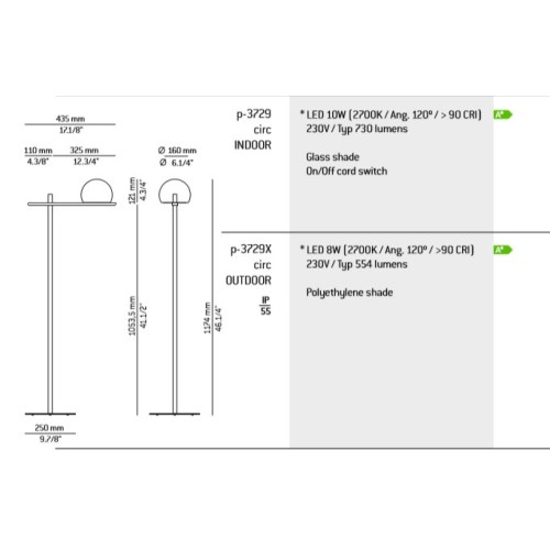 ESTILUZ CIRC P-3729 LÁMPARA DE PIE (VARIOS ACABADOS)