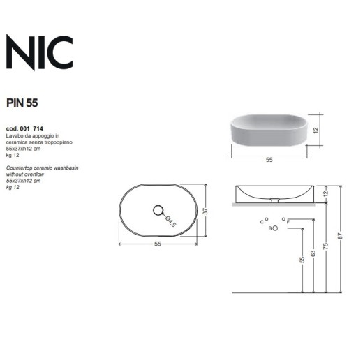 Nic Pin es un lavabo sobre encimera en cerámica | Terracerámica