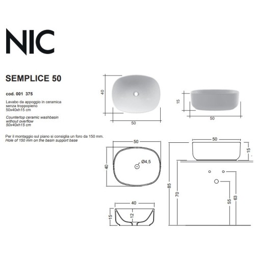 Lavabos de la marca Nic, colección SEMPLICE |Terracerámica