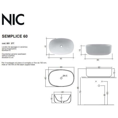 Lavabos de la marca Nic, colección SEMPLICE |Terracerámica