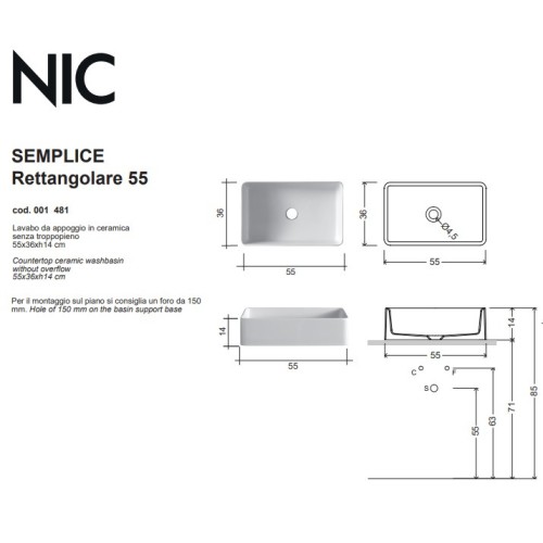 Lavabos de la marca Nic, colección SEMPLICE | Terracerámica