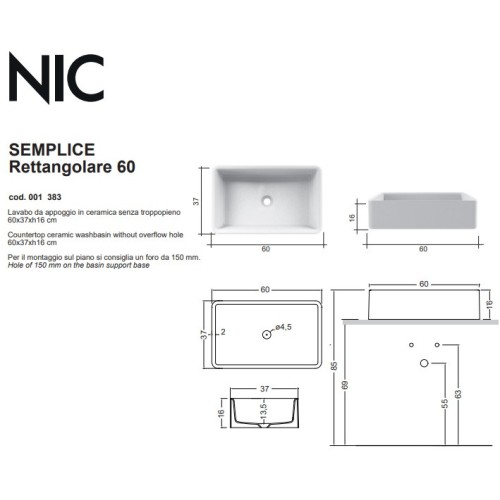Lavabos de la marca Nic, colección SEMPLICE | Terracerámica