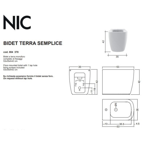 Semplice es un bidé a suelo de la marca Nic en colores | Terracerámica