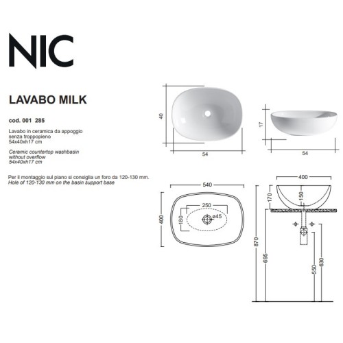 Nic MILK es un lavabo sobre encimera en colores | Terracerámica