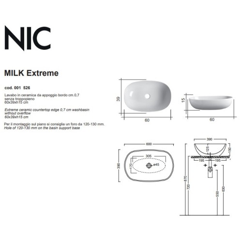 Nic MILK EXTREME, lavabo sobre encimera en colores | Terracerámica