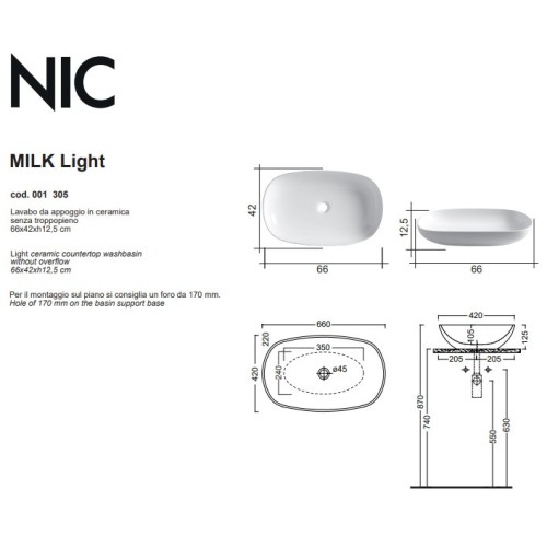 Nic MILK LIGHT, lavabo sobre encimera en colores |Terracerámica