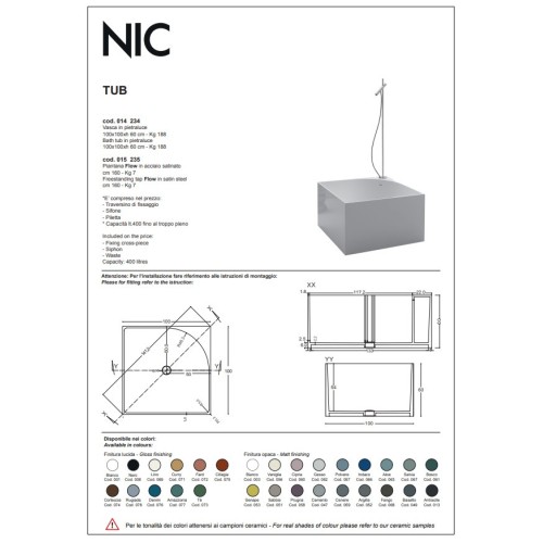 Bañera exenta de la marca NIC, modelo TUB en colores | Terracerámica