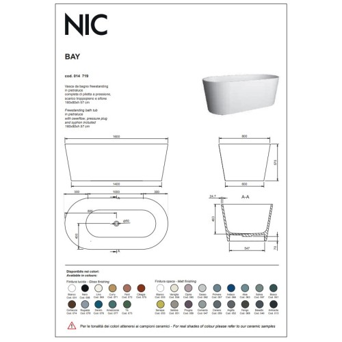 Bañera exenta marca NIC, modelo Bay | Terracerámica