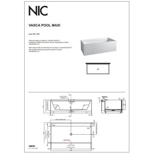 Bañera exenta marca NIC, modelo Pool Maxi | Terraceramica