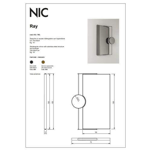 Ray es un espejo rectangular de la marca Nic | Terracerámica