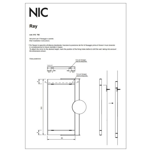 Ray es un espejo rectangular de la marca Nic | Terracerámica