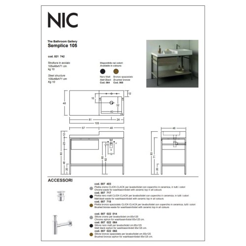 Semplice 105 es un mueble de baño de la marca Nic | Terracerámica