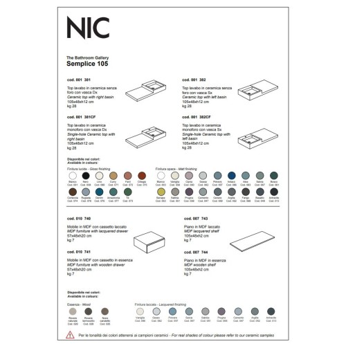 Semplice 105 es un mueble de baño de la marca Nic | Terracerámica