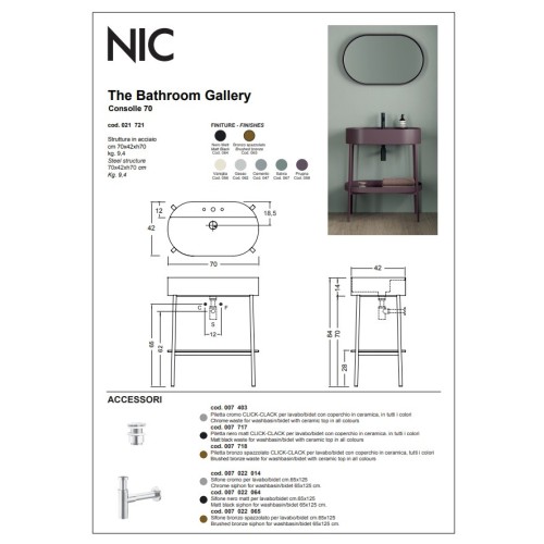 Consolle 70 es un mueble de baño de la marca Nic | Terracerámica