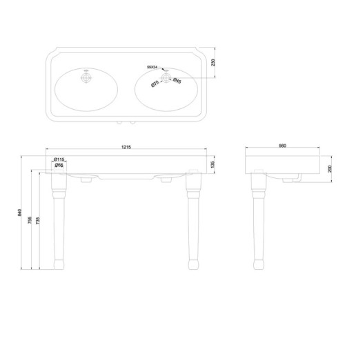Arcade de Burlington es un lavabo doble con soporte | Terracerámica