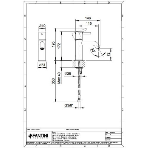 FANTINI NOSTROMO MONOMANDO LAVABO (VARIOS ACABADOS)