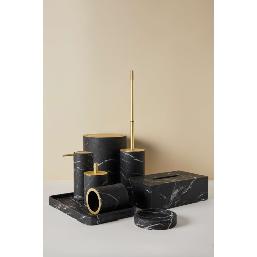Papelera con tapa en mármol marquina de la marca Widish| Terracerámica