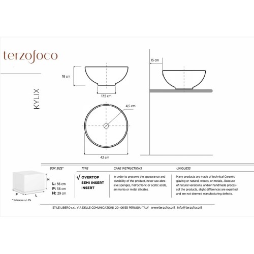 Kylix de Terzofoco es un lavabo sobre encimera | Terracerámica