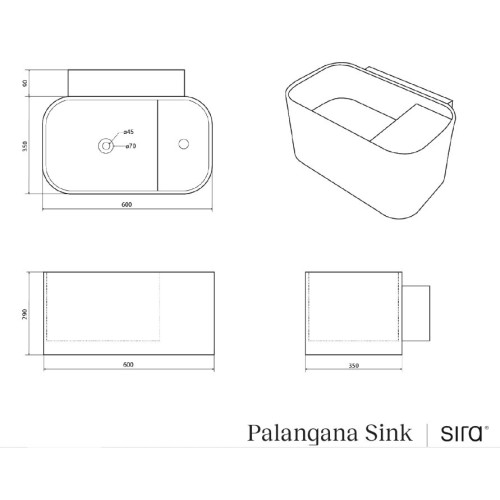 Palangana de Sira, lavabo suspendido de hormigón | Terracerámica