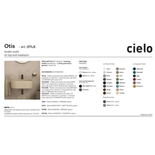 Lavabo suspendido Otis de Cielo en varios colores | Terracerámica