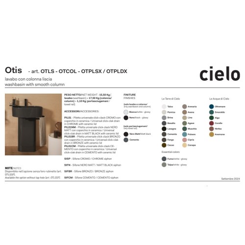 Lavabo freestanding Otis de Cielo en varios colores | Terracerámica