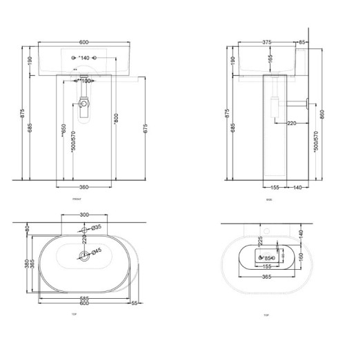 Lavabo freestanding Otis de Cielo en varios colores | Terracerámica
