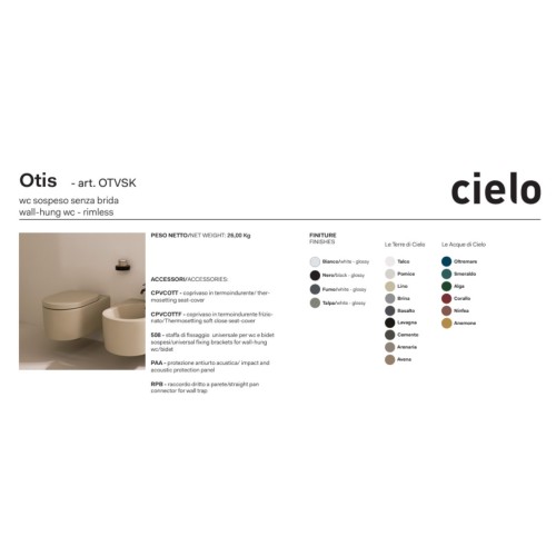 Inodoro suspendido Otis de Cielo en varios colores | Terracerámica