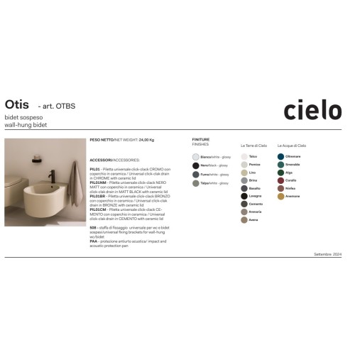 Bidet suspendido Otis de Cielo en varios colores | Terracerámica