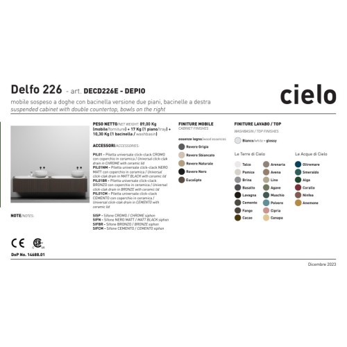 Mueble con lavabo Delfo226, de Cielo en varios colores | Terracerámica