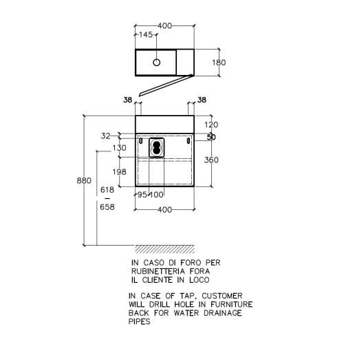 Lavabo suspendido rectangular con mueble de Falper | Terracerñamica