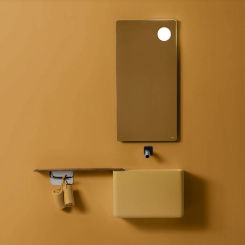 Lavabo suspendido rectangular con encimera de Falper | Terracerñamica